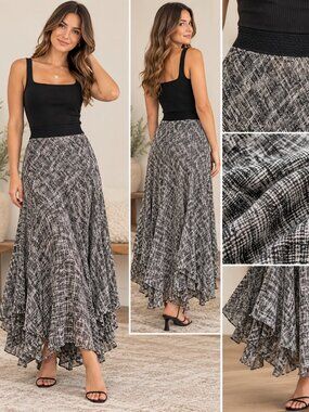 Black & White Flowy Maxi Skirt